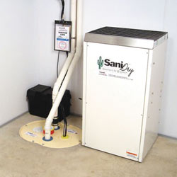 Sump pump system, dehumidifier, and basement wall panels installed during a sump pump installation in Kincardine