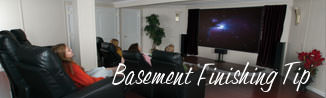 a waterproofed basement that has been finished into a family room in Bayfield