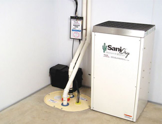 a complete basement waterproofing system installed in a London home